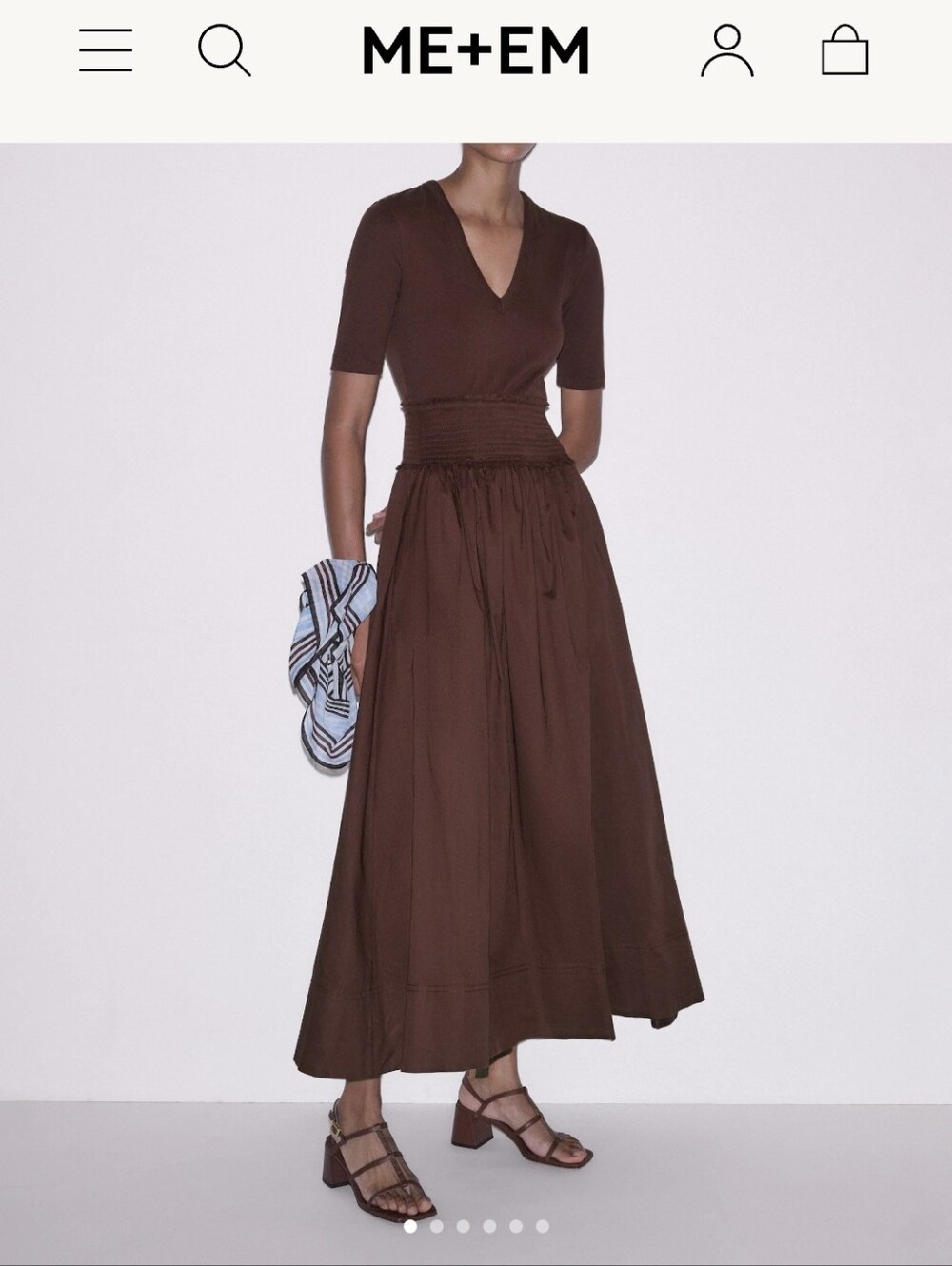 ME+EM Rust Brown Puff-Sleeve Maxi Dress